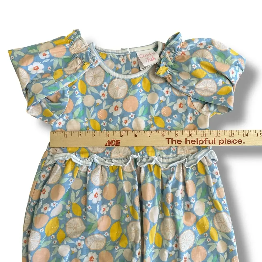 Stitchy Fish nwot Toddler Girl Romper‎ 3T Citrus Fruit Print Cotton One Piece